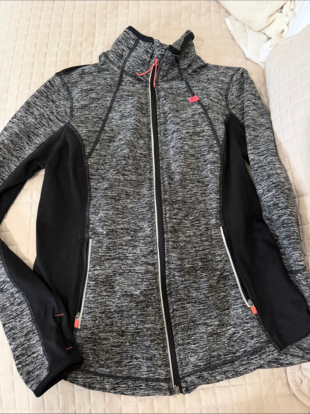 Tangerine Heather Gray and Black Zip-Front Utility Jacket with Pink Accents